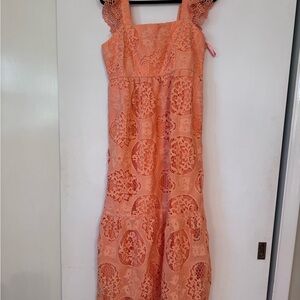 NWT Crosby by Mollie Burch Coral Lace Midi Dress